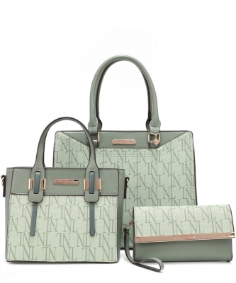 Nicole Lee Monogram 3-in-1 Satchel Set SET16563 SAGE
